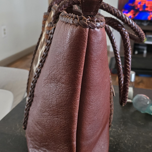 Brown Leather & Cowhide Tote Bag - Picture 2 of 8